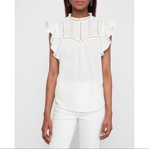 EXPRESS Lace Mock Neck Tie Back Top